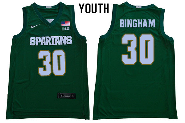 Youth Michigan State Spartans #30 Marcus Bingham NCAA Nike Authentic Green College Stitched Basketball Jersey JF41X85XG